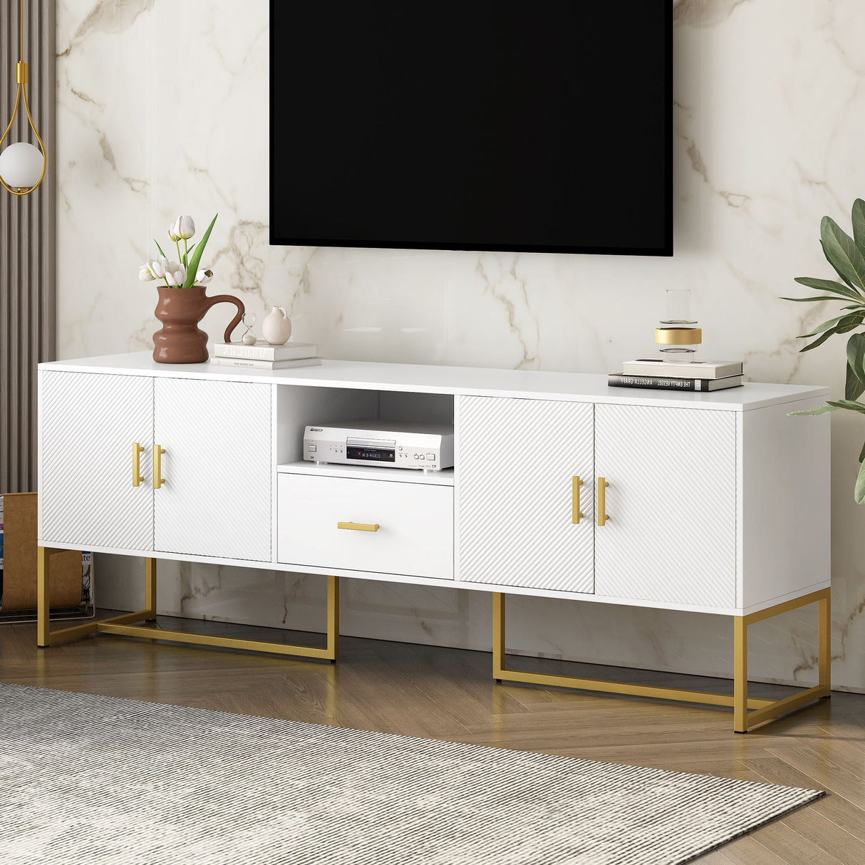TV Cabinet With 1 Drawer, 2 Cabinets, Handles And Anti-Tip Device by Couch.com