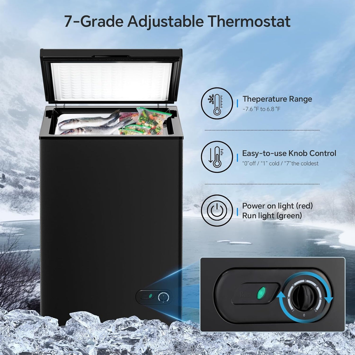 3.5 Cubic Feet Chest Freezer with 2 Removable Baskets D5897H