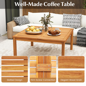 35.5 Inches Patio Solid Acacia Wood Coffee Table Side Table