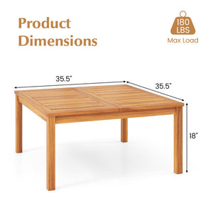 35.5 Inches Patio Solid Acacia Wood Coffee Table Side Table