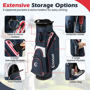Golf Cart Bag Lightweight Portable Golf Club Organizer Bag-Navy