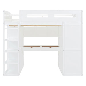 Loft Bed With Desk, Wardrobes, 4 Drawers And 4 Shelves by Couch.com