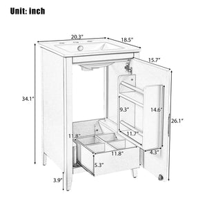 Modern Bathroom Vanity With Sink, Functional Drawer, Soft- Closing Door by Couch.com