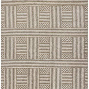7' X 9' Beige And Ivory Geometric Indoor Outdoor Area Rug