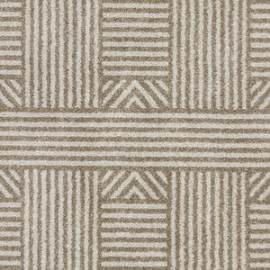 7' X 9' Beige And Ivory Geometric Indoor Outdoor Area Rug