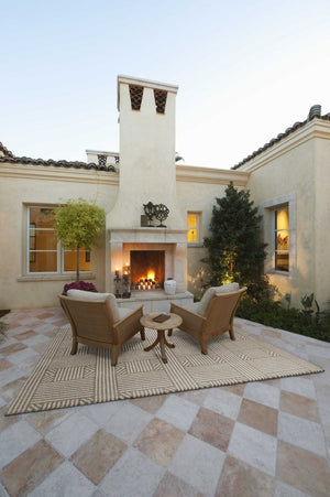 5' X 8' Beige And Ivory Geometric Indoor Outdoor Area Rug