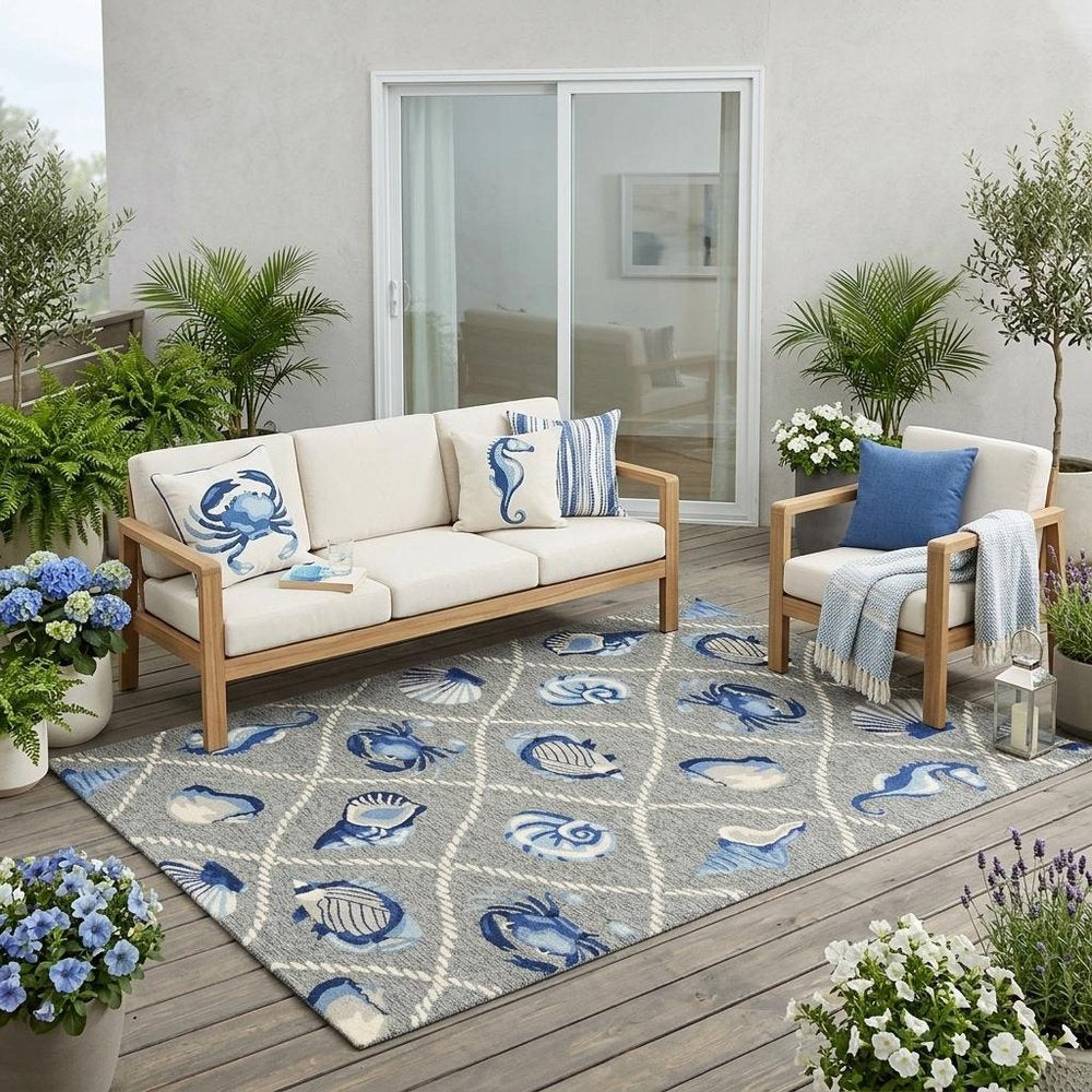 5' X 8' Gray Abstract Handmade Indoor Outdoor Area Rug