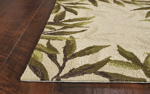 3' X 5' Sand Floral Handmade Indoor Outdoor Area Rug