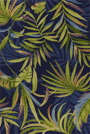 8' X 10' Blue Floral Indoor Outdoor Area Rug