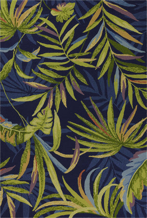 5' X 8' Blue Floral Indoor Outdoor Area Rug