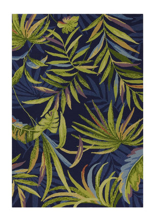 5' X 8' Blue Floral Indoor Outdoor Area Rug