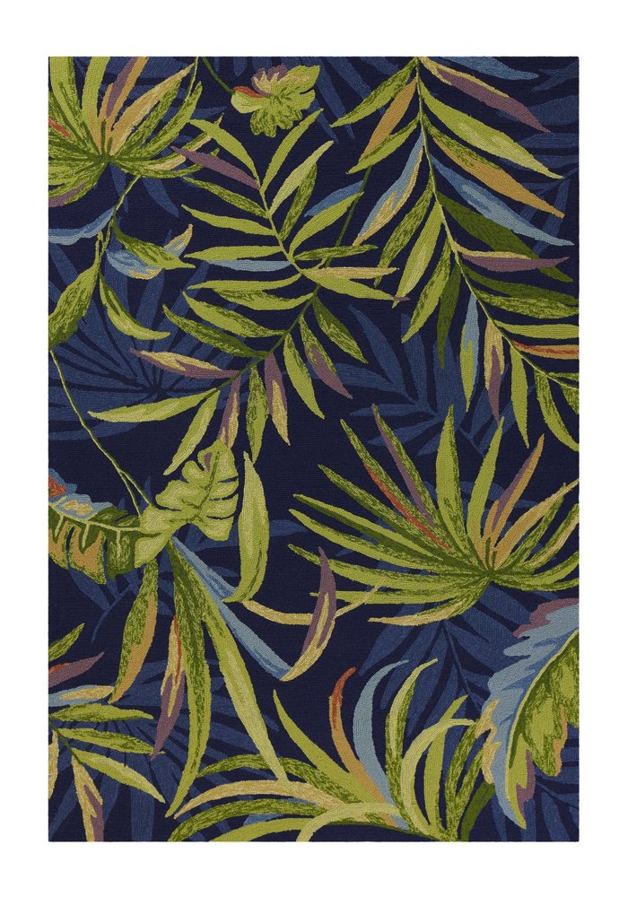 5' X 8' Blue Floral Indoor Outdoor Area Rug