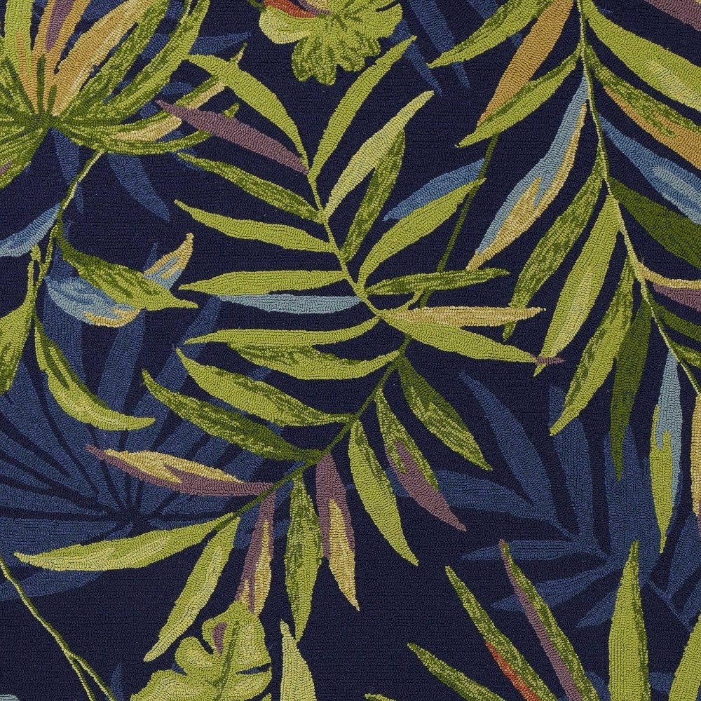 5' X 8' Blue Floral Indoor Outdoor Area Rug