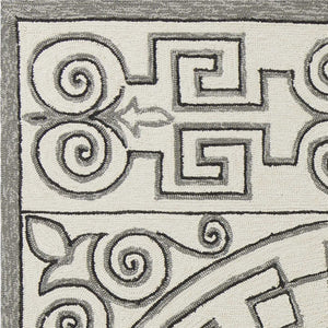 5' X 8' Gray And Ivory Damask Indoor Outdoor Area Rug