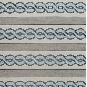 5' X 7' Ivory and Blue Abstract Indoor Outdoor Area Rug
