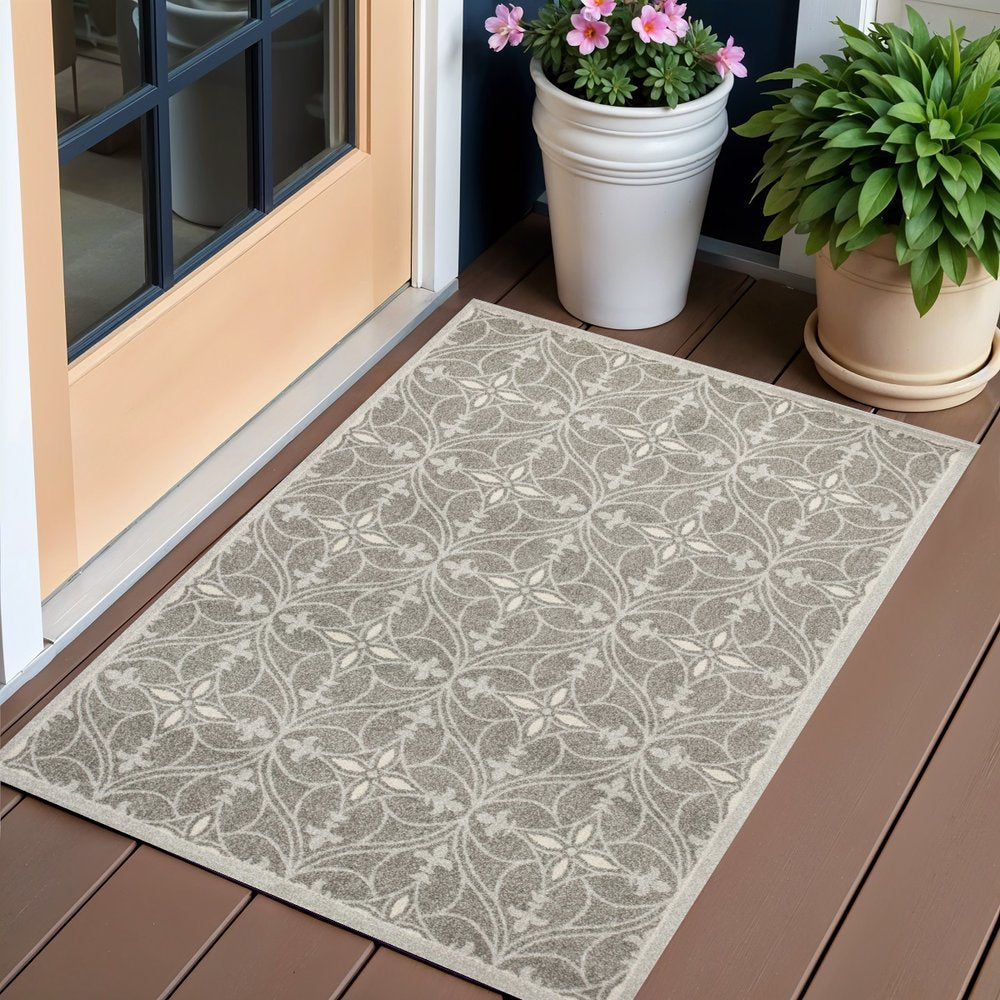 2' X 4' Gray Moroccan Indoor Outdoor Area Rug