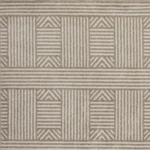 7' X 9' Beige And Ivory Geometric Indoor Outdoor Area Rug