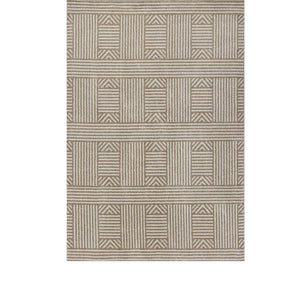7' X 9' Beige And Ivory Geometric Indoor Outdoor Area Rug