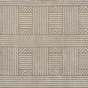 7' X 9' Beige And Ivory Geometric Indoor Outdoor Area Rug