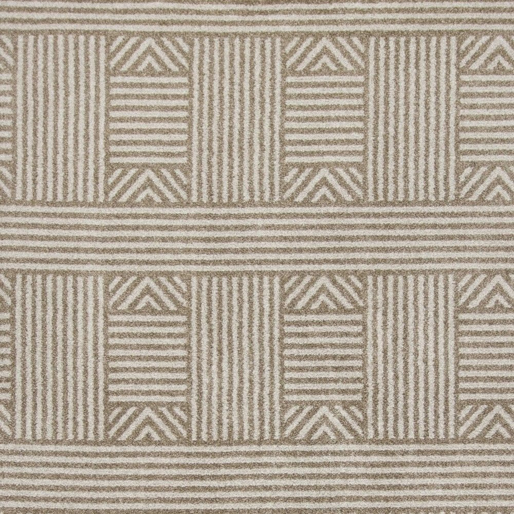3' X 5' Beige And Ivory Geometric Indoor Outdoor Area Rug