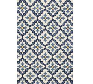 2' X 3' Ivory and Blue Moroccan Handmade Indoor Outdoor Area Rug