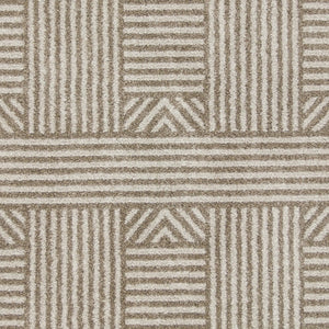 7' X 9' Beige And Ivory Geometric Indoor Outdoor Area Rug