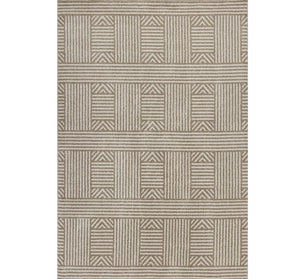 7' X 9' Beige And Ivory Geometric Indoor Outdoor Area Rug