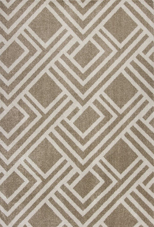 5' X 8' Beige Geometric Indoor Outdoor Area Rug