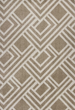 5' X 8' Beige Geometric Indoor Outdoor Area Rug