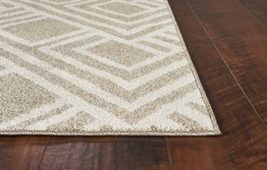5' X 8' Beige Geometric Indoor Outdoor Area Rug