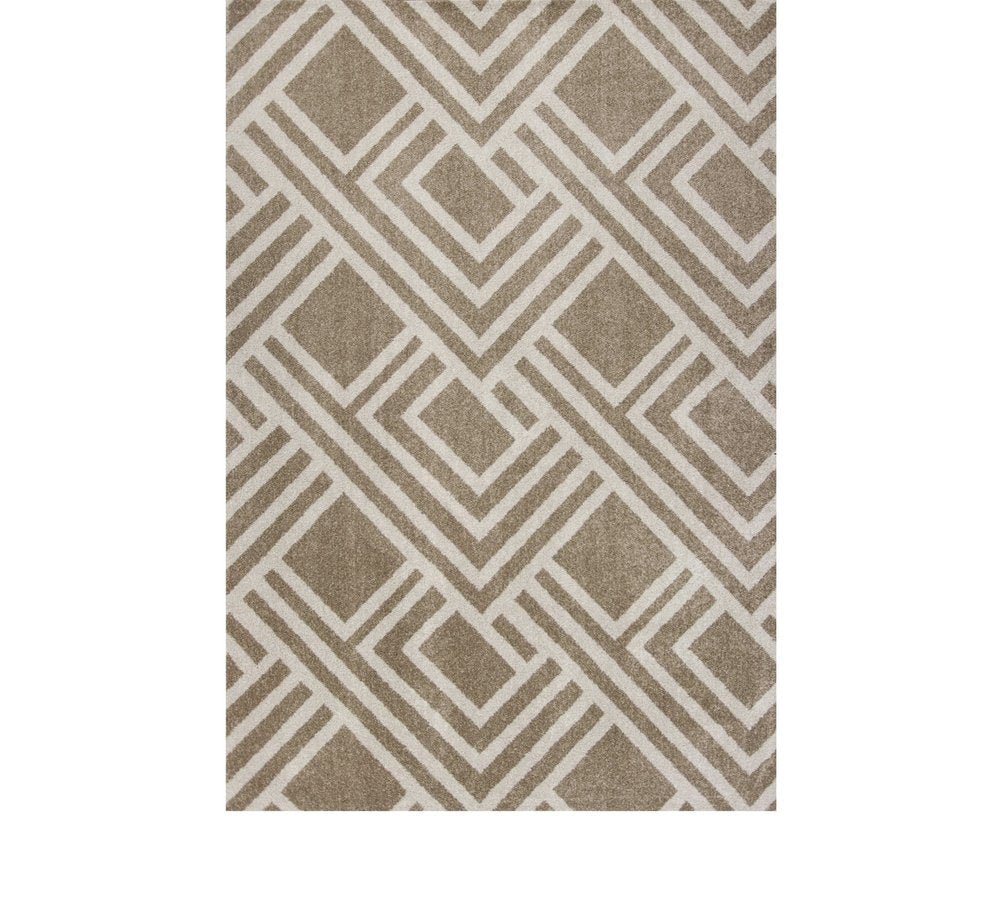 5' X 8' Beige Geometric Indoor Outdoor Area Rug