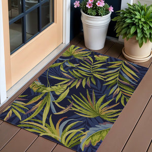 5' X 8' Blue Floral Indoor Outdoor Area Rug