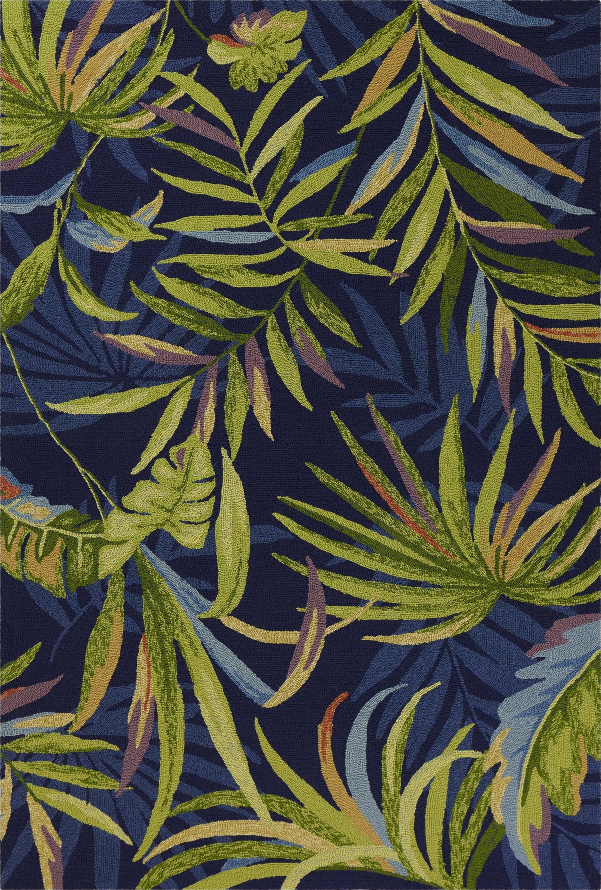 5' X 8' Blue Floral Indoor Outdoor Area Rug