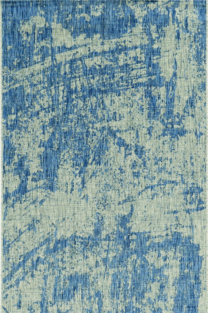 5' X 8' Blue And Green Abstract Indoor Outdoor Area Rug