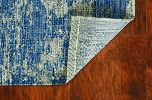 5' X 8' Blue And Green Abstract Indoor Outdoor Area Rug
