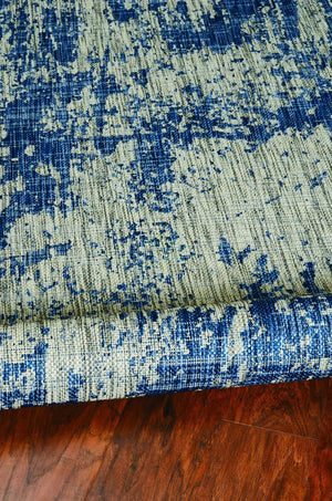 5' X 8' Blue And Green Abstract Indoor Outdoor Area Rug