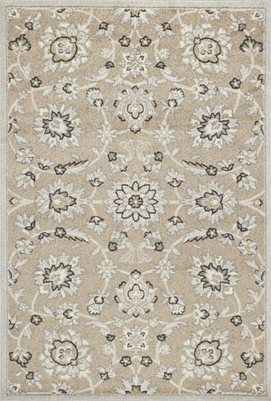 5' X 8' Gray And Ivory Floral Indoor Outdoor Area Rug