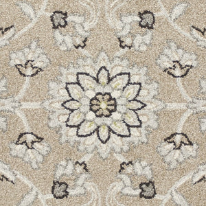 5' X 8' Gray And Ivory Floral Indoor Outdoor Area Rug