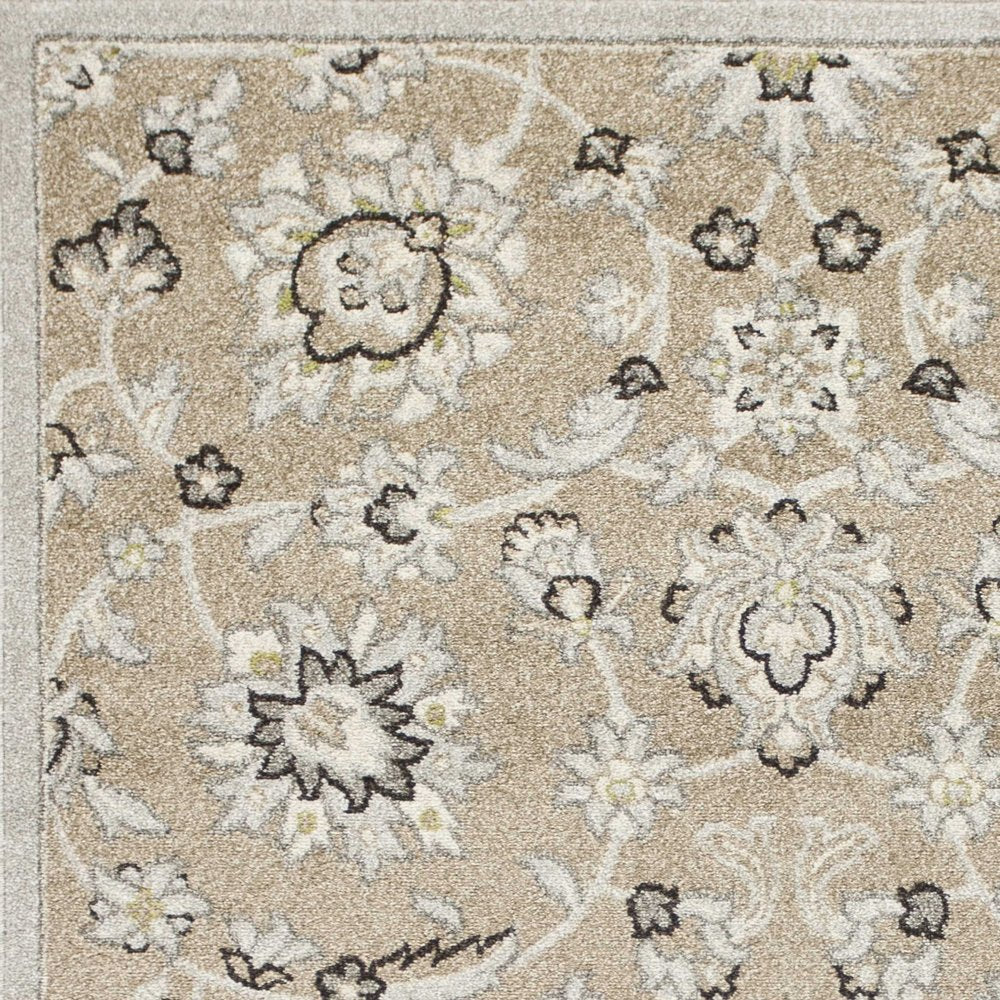 5' X 8' Gray And Ivory Floral Indoor Outdoor Area Rug