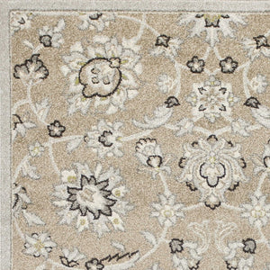 5' X 8' Gray And Ivory Floral Indoor Outdoor Area Rug
