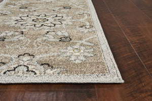 5' X 8' Gray And Ivory Floral Indoor Outdoor Area Rug