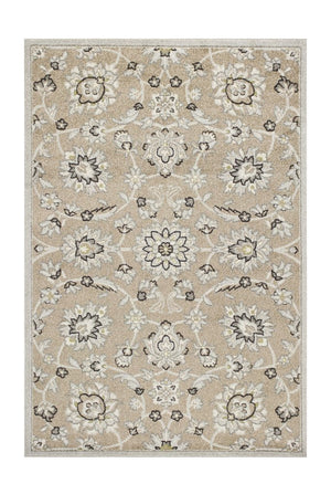 5' X 8' Gray And Ivory Floral Indoor Outdoor Area Rug