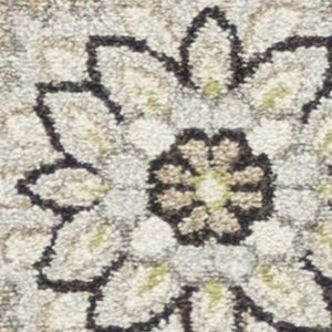5' X 8' Gray And Ivory Floral Indoor Outdoor Area Rug