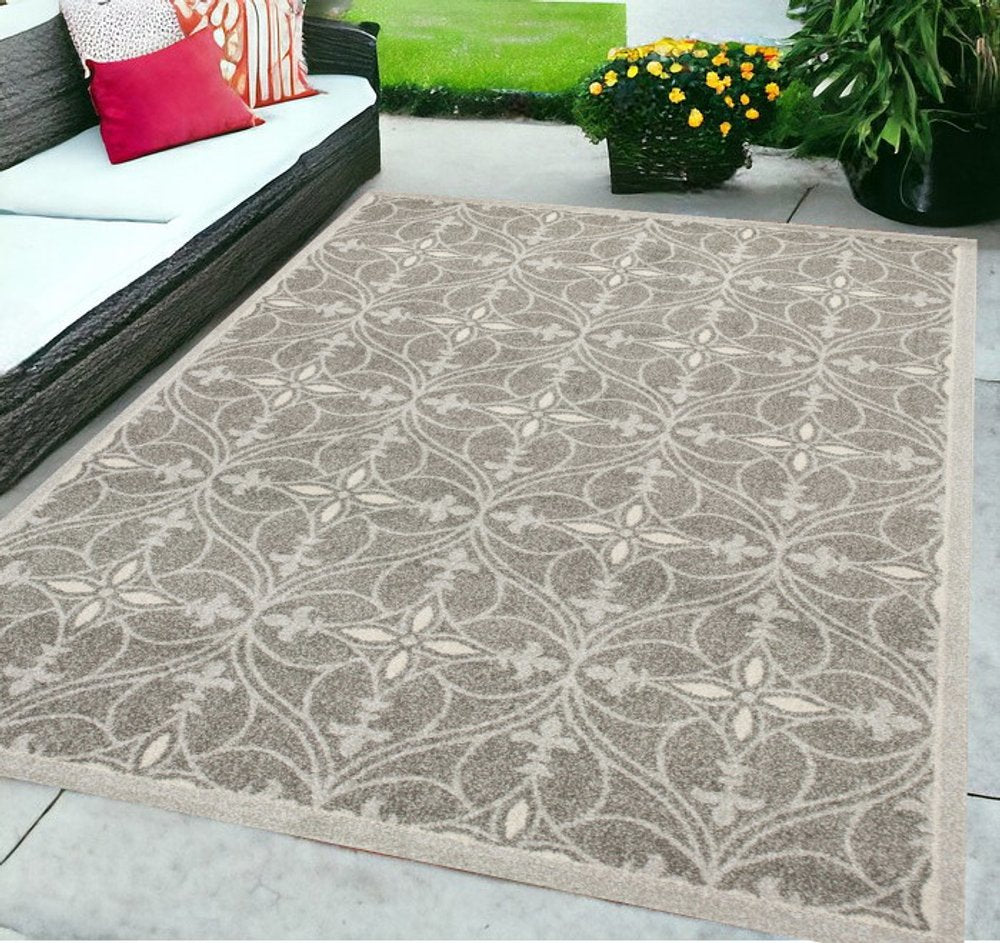 2' X 4' Gray Moroccan Indoor Outdoor Area Rug