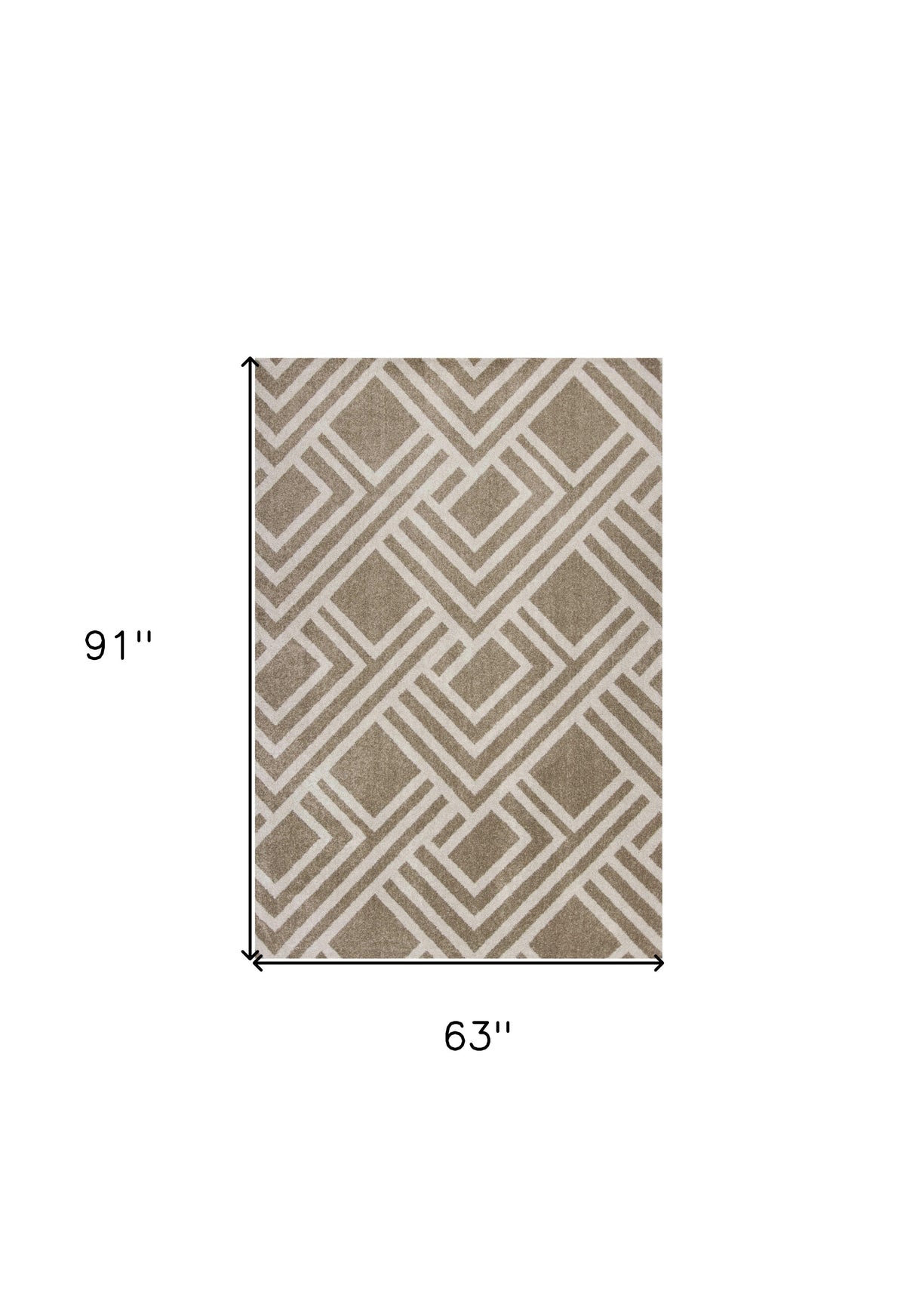 5' X 8' Beige Geometric Indoor Outdoor Area Rug
