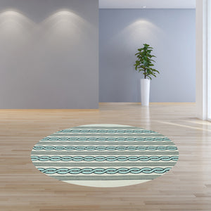 5' X 7' Ivory and Blue Abstract Indoor Outdoor Area Rug