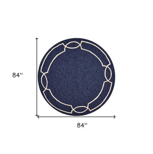 5' X 7' Blue And Ivory Handmade Indoor Outdoor Area Rug