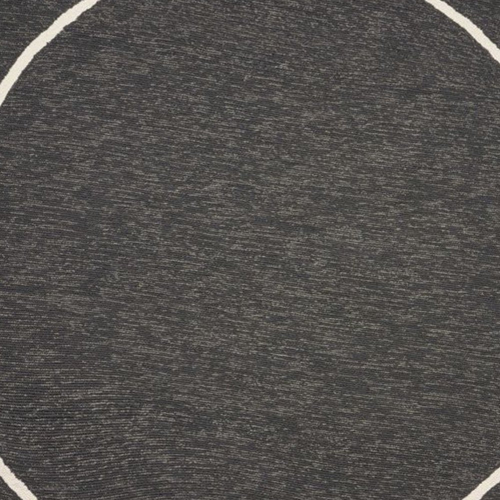 7' Onyx And Ivory Round Geometric Handmade Indoor Outdoor Area Rug