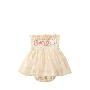 Towel Embroidery Mesh Slip Dress Bowknot Headband Two-piece Set