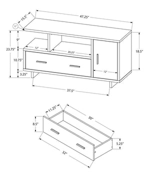 47" Wood Brown Cabinet Enclosed Storage TV Stand